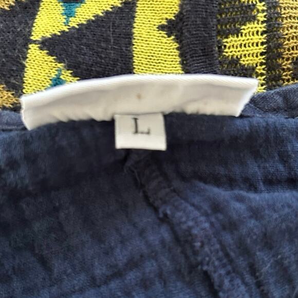 Bryn Walker Women Oversized Short Sleeve Top Blouse Blue Lagenlook Boho Large - Picture 6 of 9